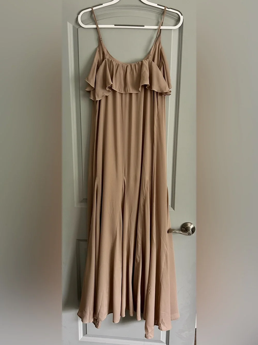 Abercrombie & Fitch Ruffle Maxi Dress Tan Beige Size M